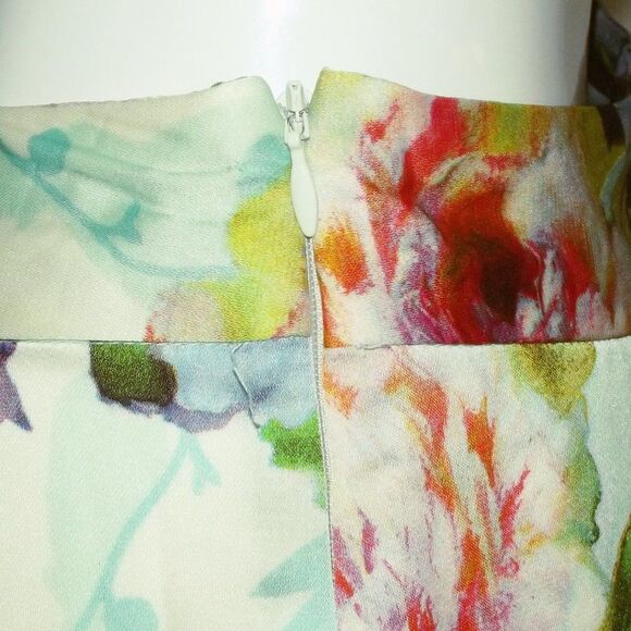 RANNA GILL Maxi Skirt, S, Color Block Floral, Pleated, Side Zipper, Multicolor - Picture 9 of 15